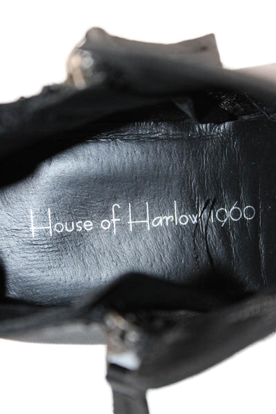 House of Harlow 1960 Womens Leather Ankle Boots Black Size 10M
