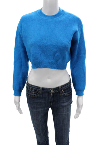 Zara Women Pullover Sweater Blue Crew Neck Long Sleeve 90s Size S