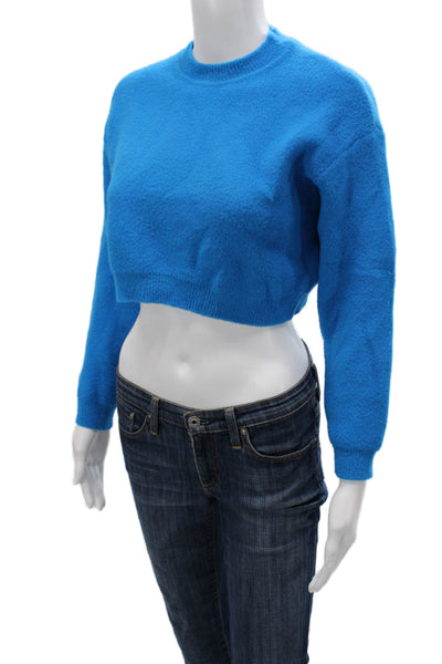 Zara Women Pullover Sweater Blue Crew Neck Long Sleeve 90s Size S