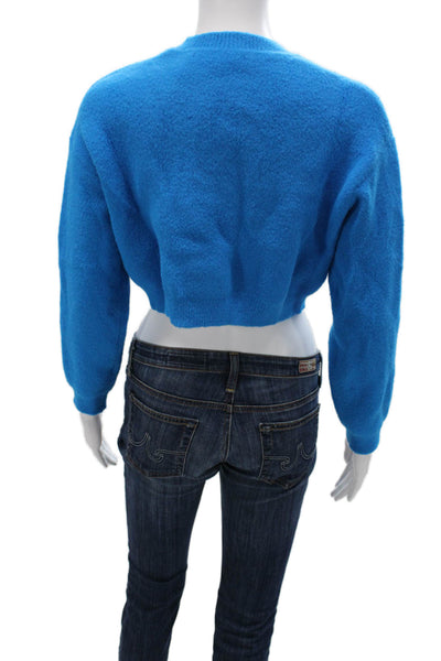 Zara Women Pullover Sweater Blue Crew Neck Long Sleeve 90s Size S