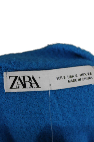 Zara Women Pullover Sweater Blue Crew Neck Long Sleeve 90s Size S