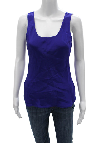 Pencey Women Blue 100% Silk Square Neck Sleeveless Camisole Size S