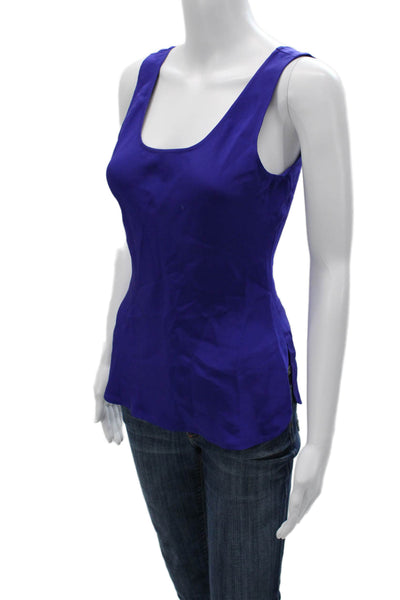 Pencey Women Blue 100% Silk Square Neck Sleeveless Camisole Size S