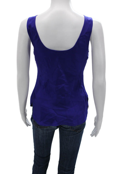 Pencey Women Blue 100% Silk Square Neck Sleeveless Camisole Size S
