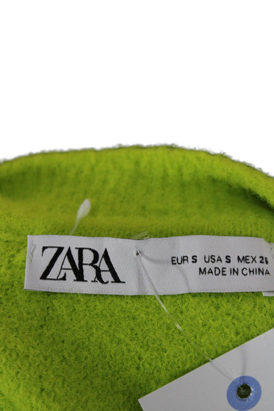 Zara Women Pullover Sweater Green Crew Neck Long Sleeve Size S