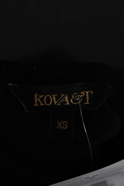 Kova & T Unisex Black 60% Cashmere 40% Cotton V-Neck Button Cardigan Size XS