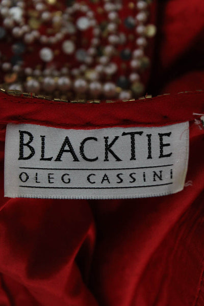 Oleg Cassini Womens Red Sheath Dress Silk Short Sleeve Knee Length Zip Size 8