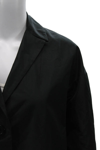 Lydia Delgado Women Silk Blazer Black Collared Button Long Sleeve Size 38