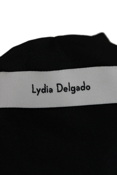 Lydia Delgado Women Silk Blazer Black Collared Button Long Sleeve Size 38