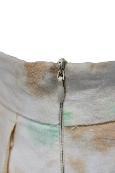 Zara Womens Cropped Floral Beige Viscose Pants Size S