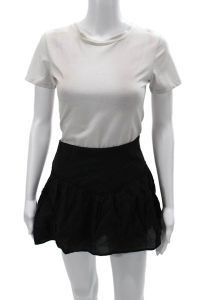 Zara Women Peasant Mini Skirt Black Modal Polyester Solid Size M