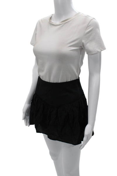 Zara Women Peasant Mini Skirt Black Modal Polyester Solid Size M
