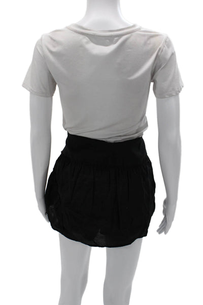 Zara Women Peasant Mini Skirt Black Modal Polyester Solid Size M