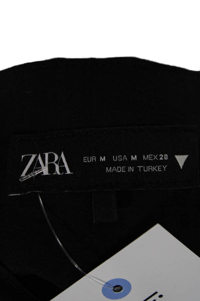 Zara Women Peasant Mini Skirt Black Modal Polyester Solid Size M
