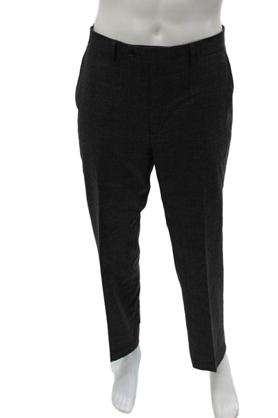 Michael Kors Men Dress Pants Dark Gray Wool Blend Checked Size 34