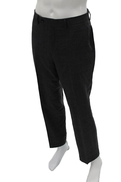 Michael Kors Men Dress Pants Dark Gray Wool Blend Checked Size 34