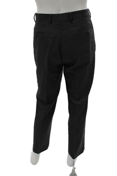 Michael Kors Men Dress Pants Dark Gray Wool Blend Checked Size 34