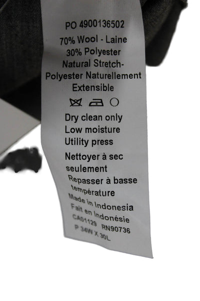 Michael Kors Men Dress Pants Dark Gray Wool Blend Checked Size 34