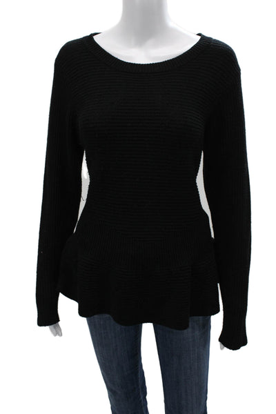 Neiman Marcus Women Pullover Sweater Black Round Neck Long Sleeve Size XL