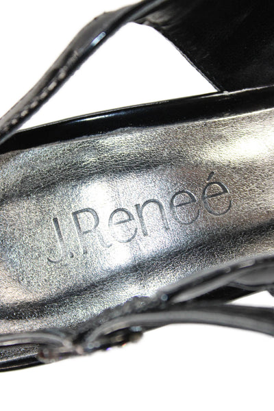 J. Renee Womens Stiletto Metallic Knit Bow Slingback Pumps Dark Gray Size 8W