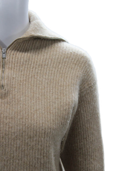Vince Women Pullover Turtleneck Sweater Beige Zip Size S