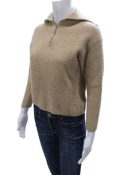 Vince Women Pullover Turtleneck Sweater Beige Zip Size S