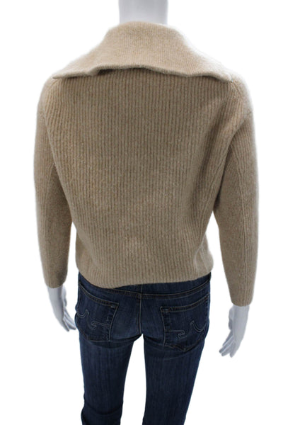 Vince Women Pullover Turtleneck Sweater Beige Zip Size S