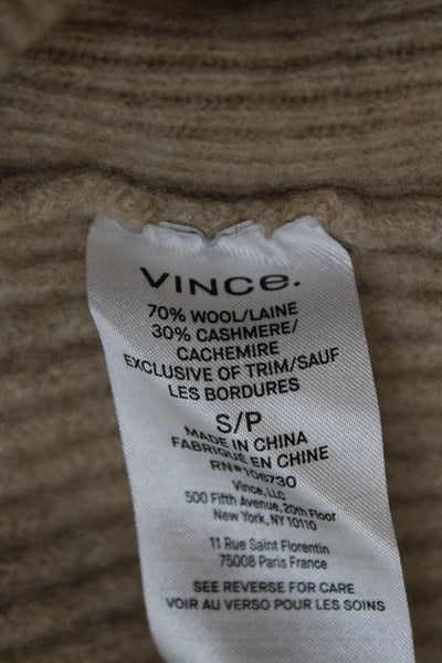 Vince Women Pullover Turtleneck Sweater Beige Zip Size S