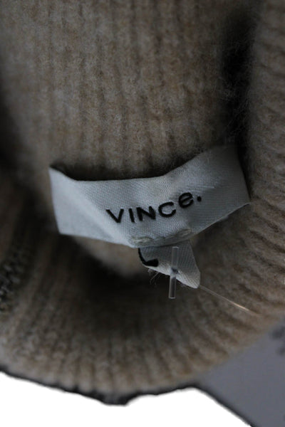 Vince Women Pullover Turtleneck Sweater Beige Zip Size S