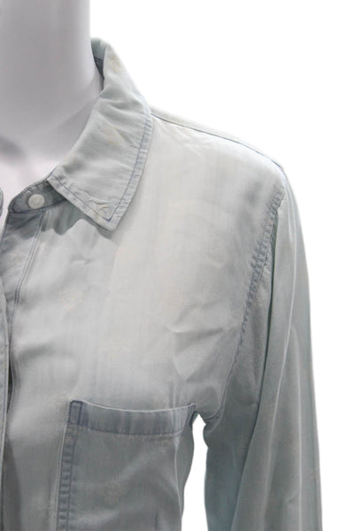 Rails Women Light Blue Collared Button-Up Long Sleeve Tencel Top Size S