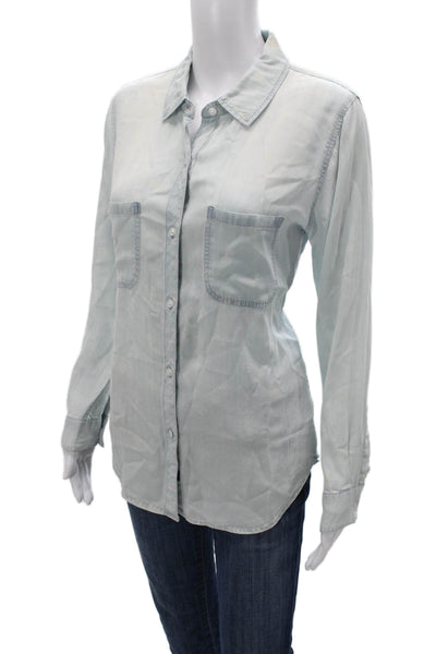 Rails Women Light Blue Collared Button-Up Long Sleeve Tencel Top Size S
