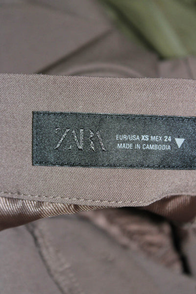 Zara Unisex Dress Pants Brown Polyester Viscose Elastane Size XS