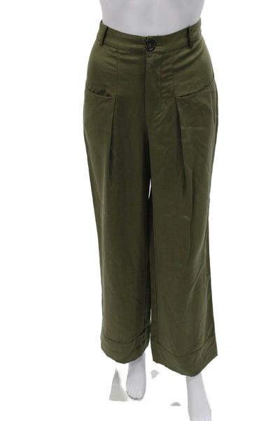 Lovers + Friends Women Cropped Dress Pants Green Linen Viscose Size S