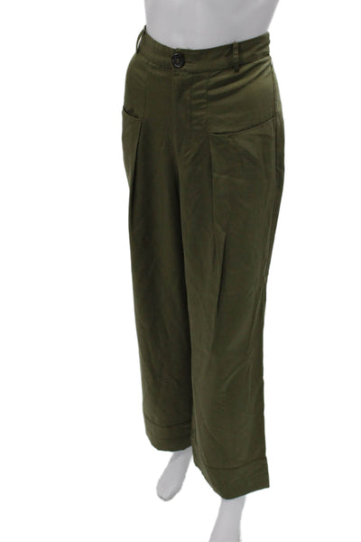 Lovers + Friends Women Cropped Dress Pants Green Linen Viscose Size S
