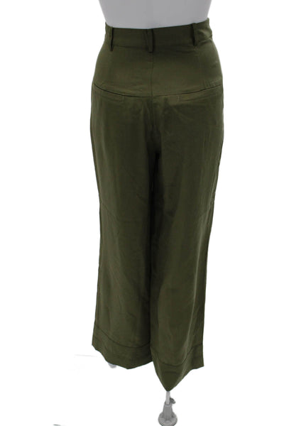 Lovers + Friends Women Cropped Dress Pants Green Linen Viscose Size S
