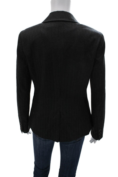 Theory Women Charcoal Striped Wool Blend Button Blazer Size 10