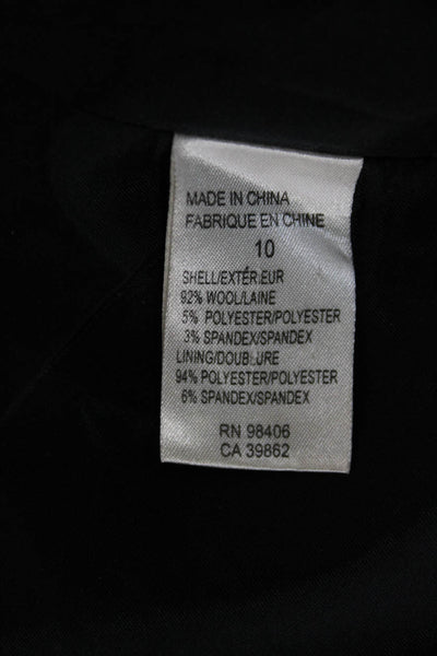 Theory Women Charcoal Striped Wool Blend Button Blazer Size 10