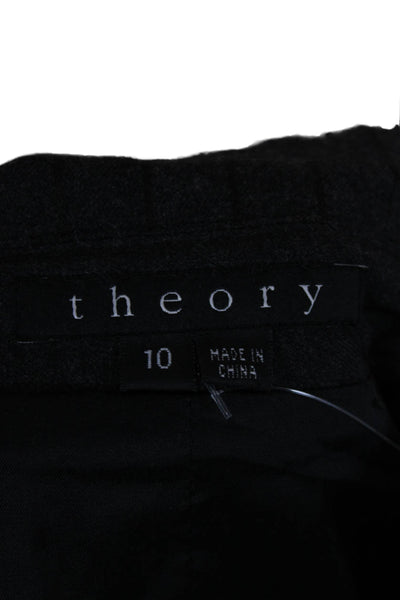 Theory Women Charcoal Striped Wool Blend Button Blazer Size 10
