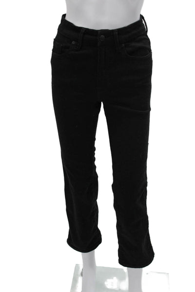 Good American Women Ankle Cropped High Rise Jeans Black Button Size 24