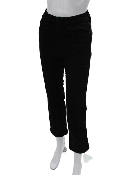 Good American Women Ankle Cropped High Rise Jeans Black Button Size 24