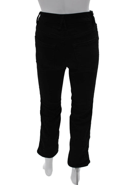 Good American Women Ankle Cropped High Rise Jeans Black Button Size 24
