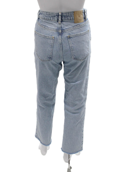 Zara Women High Rise Cropped Mom Jeans Light Blue Size 0