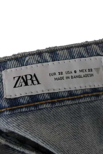 Zara Womens Light Blue Polka Dot Cotton Blend Button Front Shorts Size 0