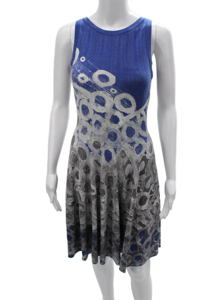 Nic + Zoe Womens Fit & Flare Tank Dress Blue Sleeveless Midi Size PP