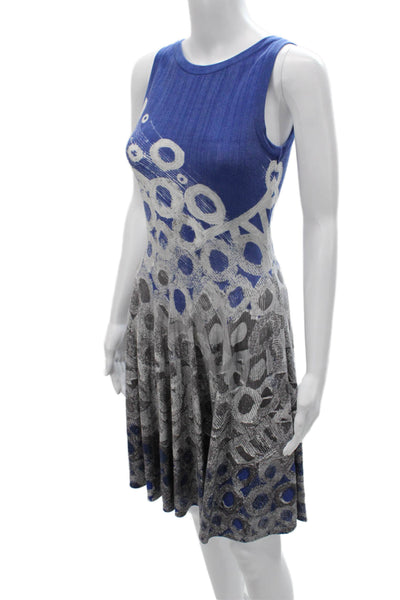 Nic + Zoe Womens Fit & Flare Tank Dress Blue Sleeveless Midi Size PP