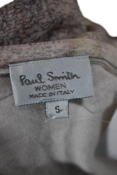 Paul Smith Women Beige V-Neck Cotton Sheath Midi Short Sleeve Size S