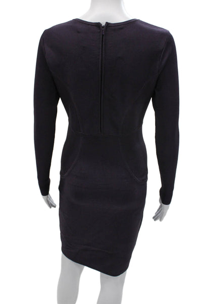 Ted Baker London Women Bodycon Sweater Dress Dark Blue V-Neck Longsleeve Size 2