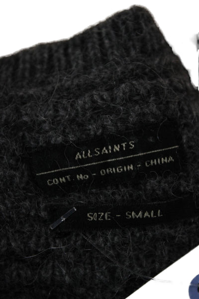 Allsaints Women Dark Gray Pullover Sweater Crew Neck 70% Wool 30% Alpaca Size S