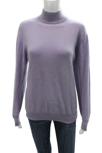 Neiman Marcus Womens Purple 100% Cashmere Mock Neck Pullover Size L