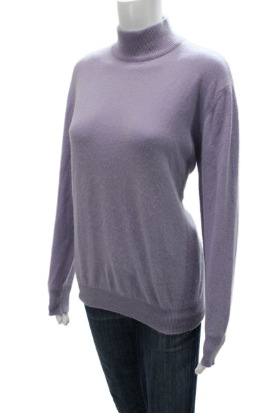 Neiman Marcus Womens Purple 100% Cashmere Mock Neck Pullover Size L
